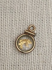 Vintage 12k GF Glass Pendant With Natural Yellow Gold Nuggets 22k