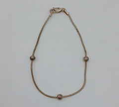 VTG 925 Snake Chain Station Bead Bracelet 7″ Sterling Silver 2g Minimalist Italy