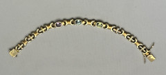 Vintage 8mm Designer Bracelet Multi Gemstone 14k Gold on 925 Silver 7 5/8″ Fancy