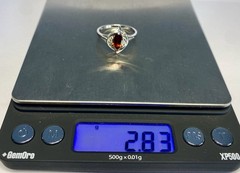 Vintage RJ Sterling Silver 1.00 Ct Marquise Cut Red Garnet Ring Size 10