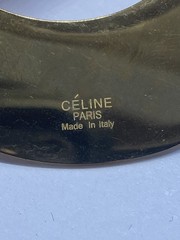 Celine Gold Tone Crescent Shield Hoop Earrings Made in Italy COA 1.5″