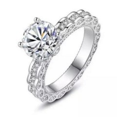 2 Ct Moissanite Wedding Ring Hypoallergenic Rhodium Plated 925 Sterling Silver 6
