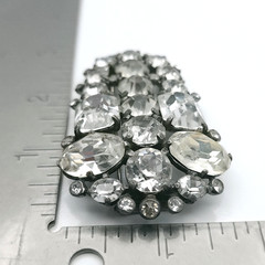 Vintage 1940s Eisenberg Original Clear Rhinestone Pot Metal Fur Dress Clip 3in