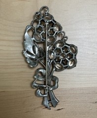 Vintage Staret Signed Enamel Inset Flower Clear Rhinestone Brooch Pin Rare