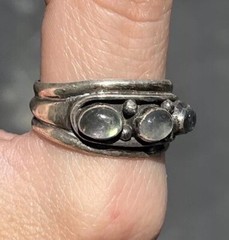 Vintage 3 Stone Triple Moonstone Oval Sterling Silver 925 Sz 9.75 Ring