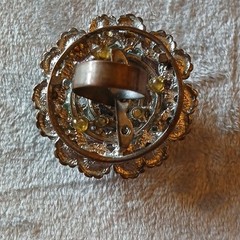 Vintage Multicolor Rhinestone Cluster Flower Cocktail Ring (re-purposed Brooch)