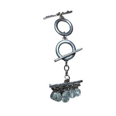Vintage Clear Faceted Bead Cluster Bracelet Silver Tone Cha Cha Style Toggle 7.5