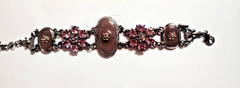 Antique Style Art Deco Silver Tone Filigree Pink/Purple Cabochon jewelry Set
