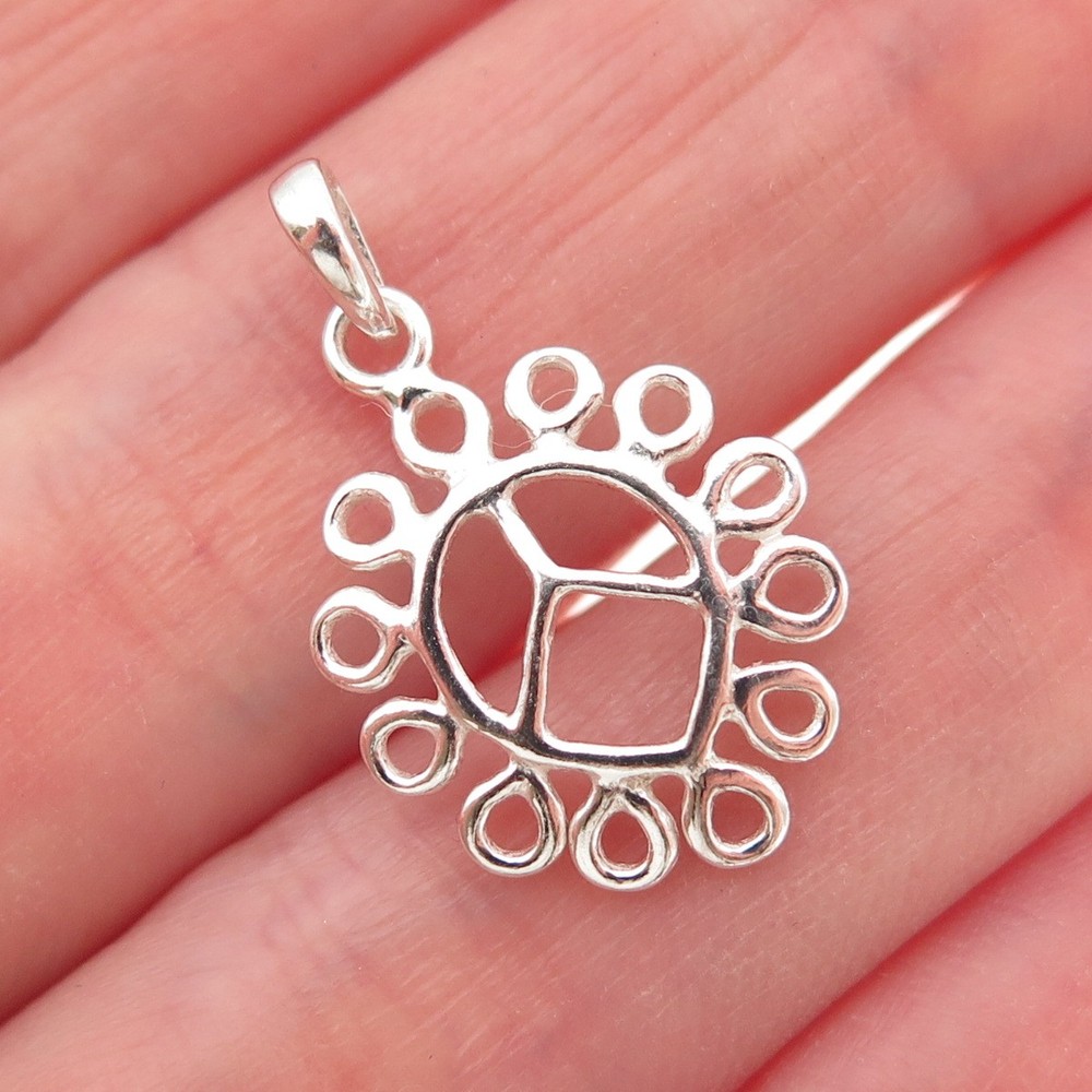 925 Sterling Silver Vintage Peace Symbol Swirl Charm Pendant