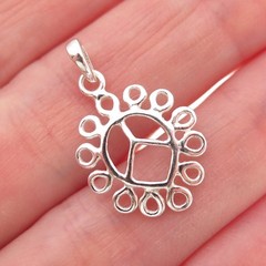 925 Sterling Silver Vintage Peace Symbol Swirl Charm Pendant
