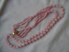 VINTAGE BEAD MEDLEY 3 LAYER IRREGULAR 8mm ROSE QUARTZ 30″ ENDLESS BEAD NECKLACE