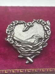 Birds and Blooms Silver Pewter Pin Brooch Lot Of 3 Vintage 1999 2004 2000 L.E.