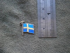 Sweden Flag Vintage Bernhard Hertz 900 Silver Enamel Bracelet Charm Pendant 1.1g