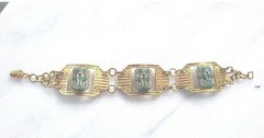 DESTASH! VINTAGE NEIGER EGYPTIAN PENDANT SPHINX GLASS CABACHON NECKLACE BRACELET