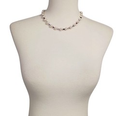 Vintage Purple Crystal Faux Pearl Necklace Beaded Hand Knotted Sterling Silver