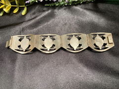 Vintage Taxco Mexico Sterling Silver Faux Fire Opal Link Panel Patina Bracelet