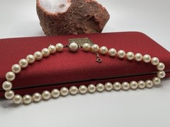 Majorica High End Sterling Silver Vermeil Faux Pearl 16” Necklace Red Box Estate