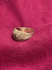 VintageRussia Severnaya Chern Gilded Sterling Silver 925 Niello Ring USSR SZ 9