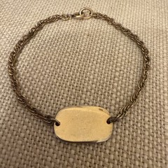 Vintage Gold Filled ID Identity Medical Bracelet GF Engrave Plate Rope Chain