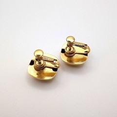 Napier Gold Tone Domed Square Clip On Earrings Vintage Screw Back Studs
