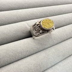 Sajen Sterling Silver Ring Adjustable Drusy Druzy Quartz Gold 925 7.75 – 9.75