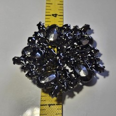 Dark Silver Tone Purple Blue Gray Rhinestone Brooch