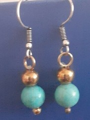 Vintage JTV Blue Howlite Gemstone Beaded Dangle Earrings