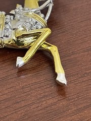 Danecraft vintage silver gold two tone large reindeer animal figural pin brooch