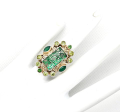 Nicky Butler Ring 925 Sterling Silver Green Rutilated Quartz Peridot Designer