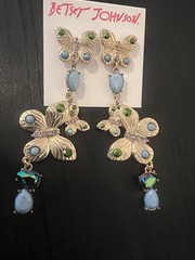 Betsey Johnson Bugging Butterfly Statement Necklace Ring Earrings Set – Rare-G4