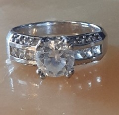 Wedding Ring Sz 10 NICE CZs Faux Diamonds Sterling Silver Engagement Vacation