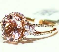 2.66CT 14K Gold Natural Morganite White Diamond Vintage Halo Engagement Ring