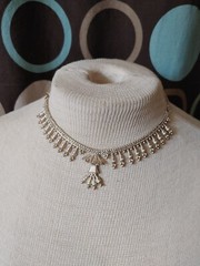 Vintage necklace earrings SET India style silver alloy not sterling lightweight