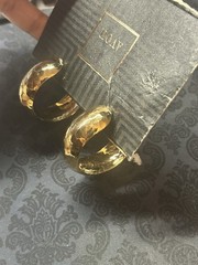 Vintage Avon Hammered Gold Tone Hoop Earrings | Bold Chunky Pierced |1980s 1990s