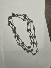 Vintage Signed Carol Lee Faux Pearl Headed Layered Necklace Choker
