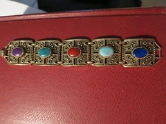 Vintage Sarah Coventry Massive 5 Link Bracelet With Cabochon Stones