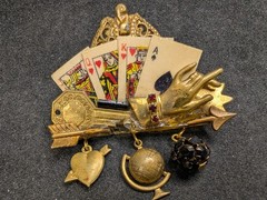 Vintage Maximal Art Poker Brooch Pin 2 1/2 ” Long