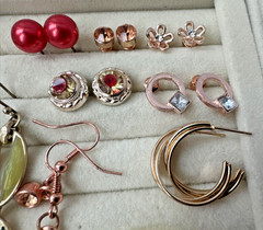 14 Pairs mix Gold Tone VTG Pierced Earrings LOT Enamel 1990s modern colorful y2k