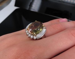 10.18ct Party Color Tourmaline & 0.50ct Diamond Platinum 18K Gold Ring Sz 8.5