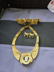 Salvador Teran for Marbel Mexico Necklace Set Aztec Maya 22k Plated Pre Owned #7