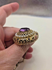 Vintage Coro necklace, Faux amethyst, pearl