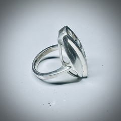 Sterling Silver 925 Princess Cut CZ Channel Set Cocktail Ring Art Deco Sz6 9.60g