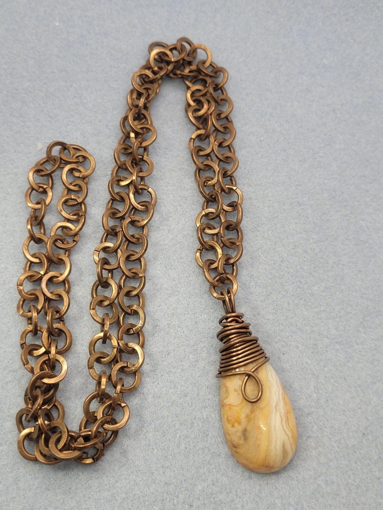 Cooper Chain Handmade Agate Pedant 28in.