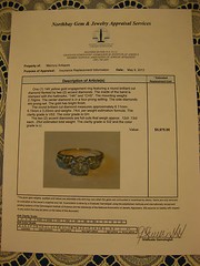 14K Yellow Gold ~ .99 CT TW 3 DIAMOND ENGAGEMENT RING ~ Size 6.75 with Appraisal