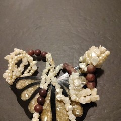 Vintage Lee Sands Mother Of Pearl Inlay with Beads Necklace 26in Statement Piece