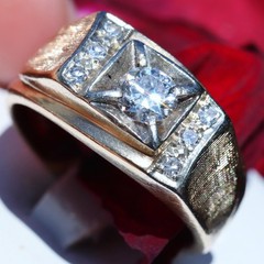 14k yellow gold ring 0.76ct diamond sz 9.25 handmade 1920’s antique 7.6gr N2389A