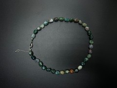 Vintage Moss Agate Bead Necklace | Natural Green Agate Nugget Necklace