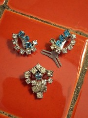 ISKIN Modular 3-in-1 Piece Convertible Brooch Pin & Clip Earrings 1940 Art Deco