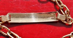 18k 750 yellow gold bracelet Italian 6.25″ Id link chain handmade 4.88gr N2525F