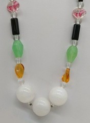 Necklace Beaded Multicolor Plastic Stone Glass Beads